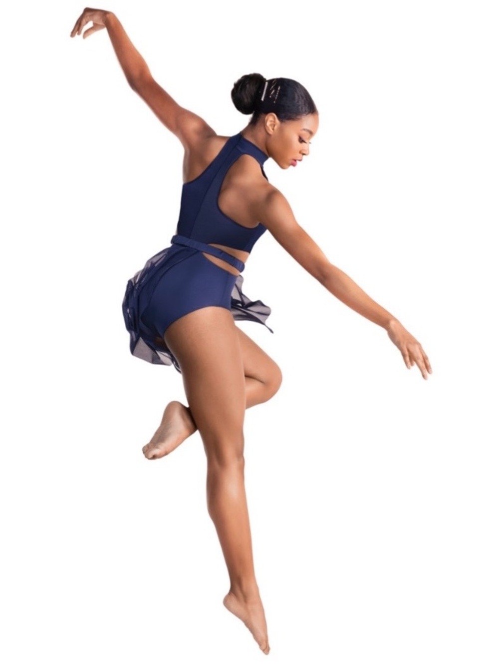 Revolution | Moons of Jupiter Sleeveless Dance Leotard Side Cutout Skirt Navy SA - Picture 3 of 4